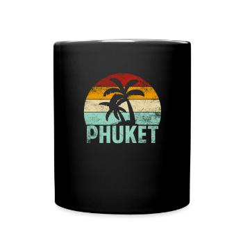 Phuket Souvenir Palm Trees Summer Sun Sea Beach - Full Colour Mug - black - Front
