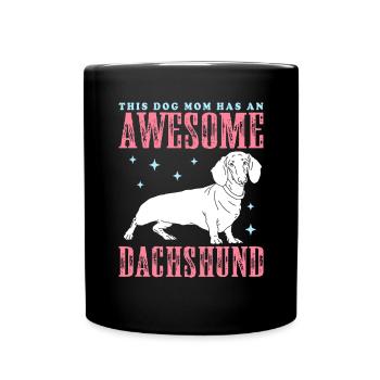 Dachshund Mom | Dackel Hundebesitzerin Geschenk - Tasse einfarbig - Schwarz - Vorne