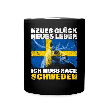 Ich Muss Nach Schweden Flagge Auswandern Urlaub - Tasse einfarbig - Schwarz - Vorne
