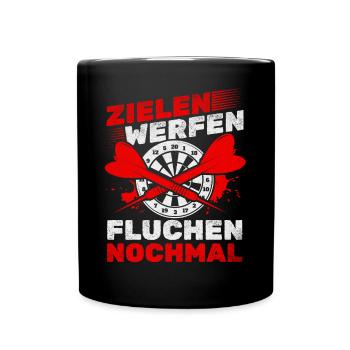Darts Dartspiel Dart Spieler - Zielen Werfen - Tasse einfarbig - Schwarz - Vorne