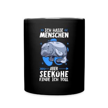 Seekühe finde ich toll Seekuh Meeressäuger - Tasse einfarbig - Schwarz - Vorne