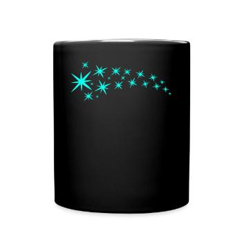 Mintgrün Sterne - Tasse einfarbig - Schwarz - Vorne
