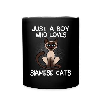 Just A Boy Who Loves Siamese Cats - Full Colour Mug - black - Front