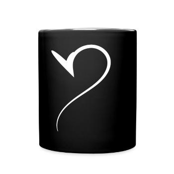 Demi-cœur blanc - Mug uni - noir - Devant