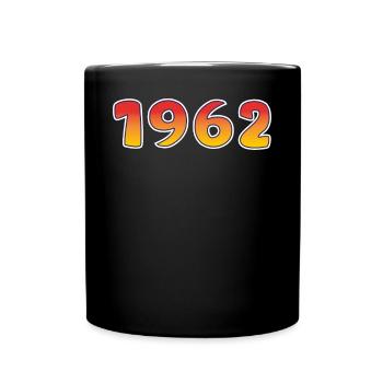 1962 Glücksjahr In Orange - Gelben Design - Tasse einfarbig - Schwarz - Vorne