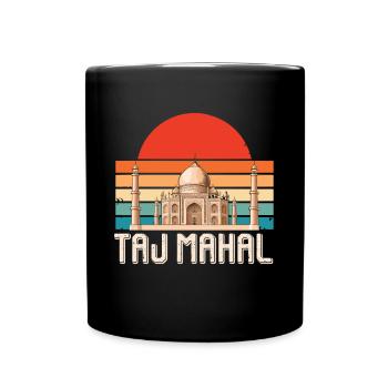 Taj Mahal Sunrise Palast Retro Indien Südasien - Tasse einfarbig - Schwarz - Vorne