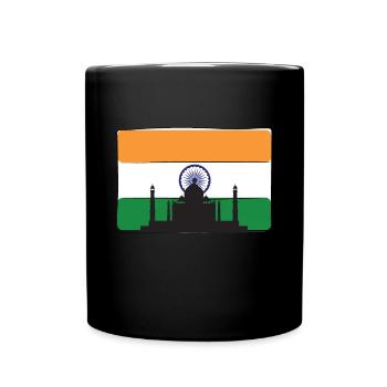 Indien Flagge Taj Mahal Palast Mausoleum Südasien - Tasse einfarbig - Schwarz - Vorne