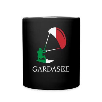 Gardasee Italien Urlaub Design für Kitesurfer - Tasse einfarbig - Schwarz - Vorne