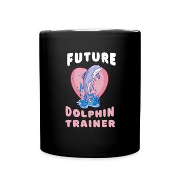 Niedliches Delfin Delfintrainer - Tasse einfarbig - Schwarz - Vorne