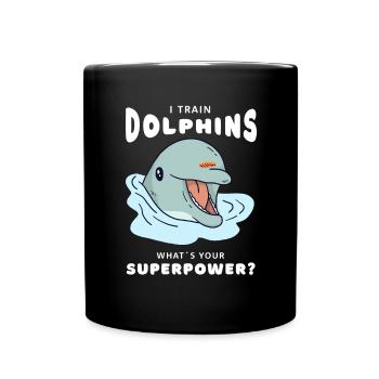 Delfin Superpower Delfintrainer - Tasse einfarbig - Schwarz - Vorne