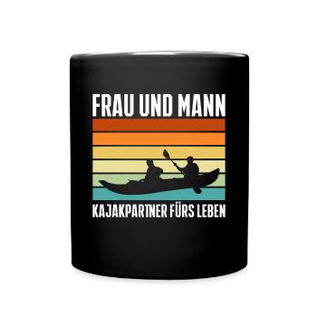 Frau Und Mann Kajakpartner Fürs Leben Shirt - Tasse einfarbig - Schwarz - Vorne
