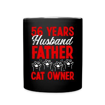 56 for Men Husband Father Day 56 Year Cat Dad - Tasse einfarbig - Schwarz - Vorne