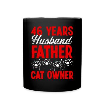 46 for Men Husband Father Day 46 Year Cat Dad - Full Colour Mug - black - Front