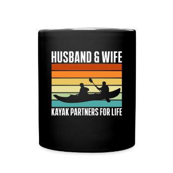 Husband & Wife Kayak Partners For Life Shirt - Full Colour Mug - black - Front