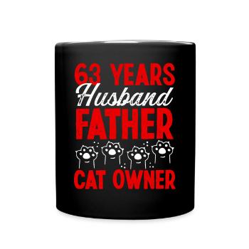 63 for Men Husband Father Day 63 Year Cat Dad - Tasse einfarbig - Schwarz - Vorne