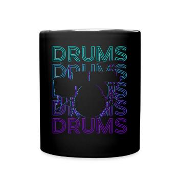 Schlagzeug Retro Geschenk - Tasse einfarbig - Schwarz - Vorne
