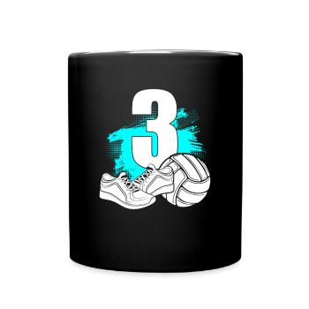 Volleyball 3 Years Old Volleyball player 3rd Birthday - Full Colour Mug - black - Front