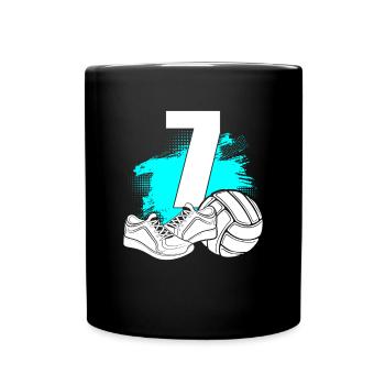 Volleyball 7 Years Old Volleyball Player 7th Birthday - Full Colour Mug - black - Front