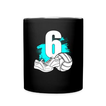 Volleyball 6 Years Old Volleyball player 6th Birthday - Full Colour Mug - black - Front