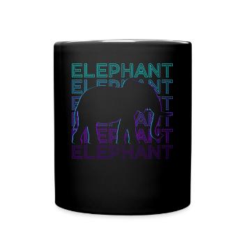 Elefant Retro Geschenk - Tasse einfarbig - Schwarz - Vorne
