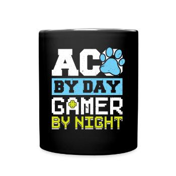 Aco By Day Gamer By Night Inspecteur des animaux - Mug uni - noir - Devant