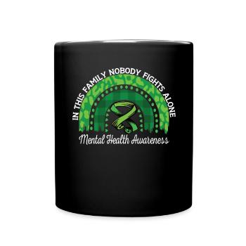 Mental Health Awareness Rainbow Green - Full Colour Mug - black - Front