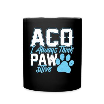 I always think with paws - animal inspector - Full Colour Mug - black - Front