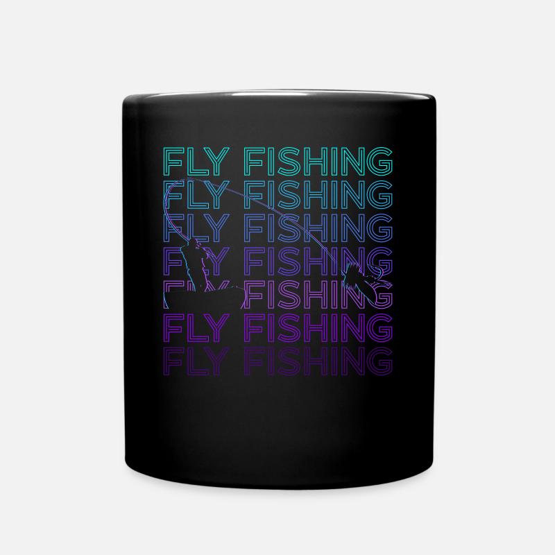 Fliegenfischen Retro Geschenk - Tasse einfarbig - Schwarz