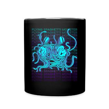 Flying Spaghetti Monster Pastafari FSM Atheist Ges - Full Colour Mug - black - Front