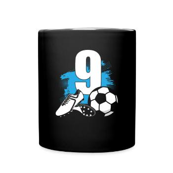 Fußball 9 Jahre alter Fußballer 9.Geburtstag - Tasse einfarbig - Schwarz - Vorne