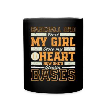 Baseballspielerin Papa Geschenk Baseball - Tasse einfarbig - Schwarz - Vorne