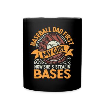 Baseball Papa Vatertag Baseballspieler - Tasse einfarbig - Schwarz - Vorne