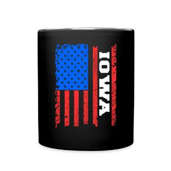 Iowa Usa Flag Gift - Full Colour Mug - black - Front