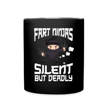 Ninja Tshirt Kinder Herren Ninjutsu - Tasse einfarbig - Schwarz - Vorne
