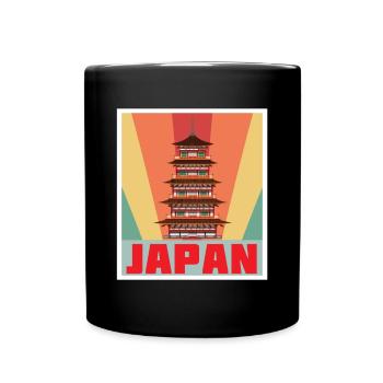Tempel Japan Tokio Tower Retro - Tasse einfarbig - Schwarz - Vorne