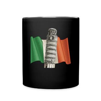 Tour penchée de Pise Italie Drapeau Toscane - Mug uni - noir - Devant