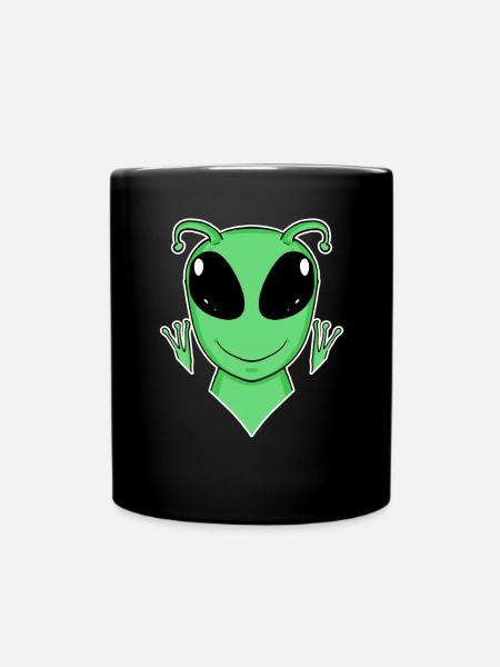 Alien Kopf - Tasse einfarbig - Schwarz