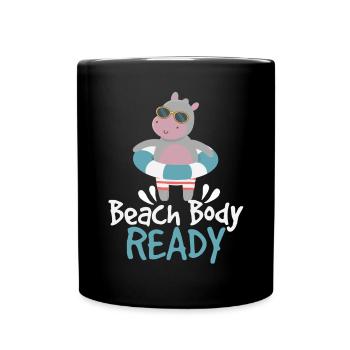 Body Ready Cute Hippo - Full Colour Mug - black - Front