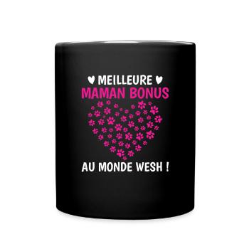 Meilleure maman bonus monde chats chiens pattes - Mug uni - noir - Devant