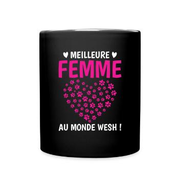 Meilleure femme monde chats chiens pattes couple - Mug uni - noir - Devant