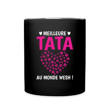 Meilleure tata monde chats chiens pattes annonce - Mug uni - noir - Devant