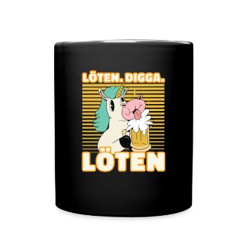 Löten Digga Löten Biertrinker Bier Einhorn - Bier - Tasse einfarbig - Schwarz - Vorne