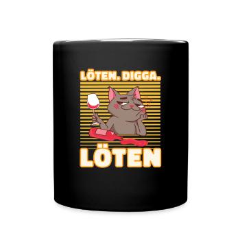 Löten Digga Löten Biertrinker Bier Katze - Saufen - Tasse einfarbig - Schwarz - Vorne