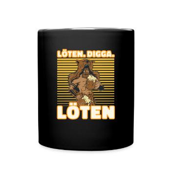 Löten Digga Löten Biertrinker Bier Wikinger - - Tasse einfarbig - Schwarz - Vorne