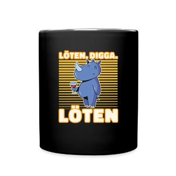 Löten Digga Löten Biertrinker Bier Nashorn - - Tasse einfarbig - Schwarz - Vorne