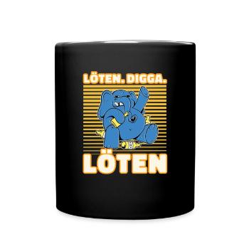 Löten Digga Löten Biertrinker Bier Elefant - - Tasse einfarbig - Schwarz - Vorne