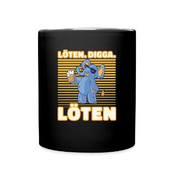Löten Digga Löten Biertrinker Bier Elefant - Bier - Tasse einfarbig - Schwarz - Vorne