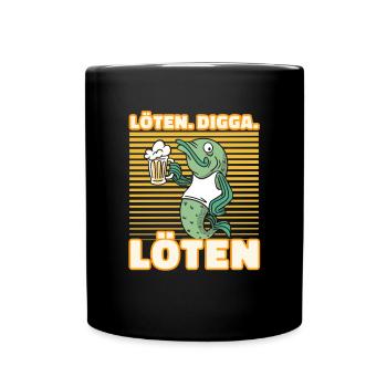 Löten Digga Löten Biertrinker Bier Fisch - Saufen - Tasse einfarbig - Schwarz - Vorne
