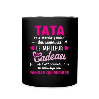 Meilleur cadeau tata citation coeur ruban tante - Mug uni - noir - Devant