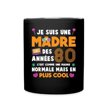 maman rétro années 80 lunettes cassettes mère 80' - Mug uni - noir - Devant